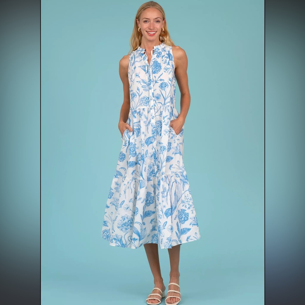 Olivia James Beau Dress in Toile Sky